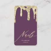 Luxury Nail Technician Lila Gold Lacquer Visitenkarte (Vorderseite)