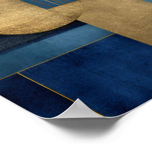 Luxury Navy Beige Gold Geometric Composition Poster (Ecke)