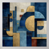 Luxury Navy Beige Gold Geometric Composition Poster (Vorne)