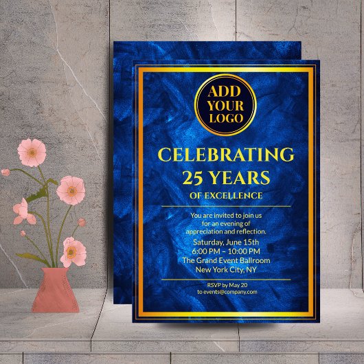 Luxury Navy Blue Corporate Celebration Einladung