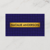 Luxury Navy Blue Crocodile Texture & Gold Visitenkarte (Vorderseite)