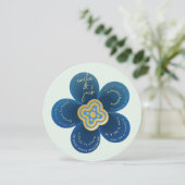 Luxury Navy Blue Floral Wedding Invitation - Custo Einladung (Stehend Vorderseite)