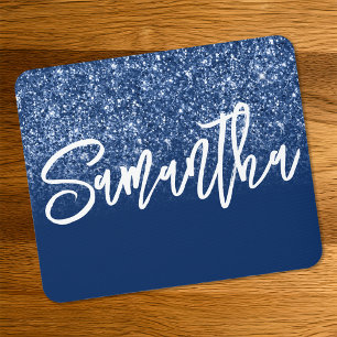 Luxury Navy Blue Glitzer Ombre Personalisiert Mousepad