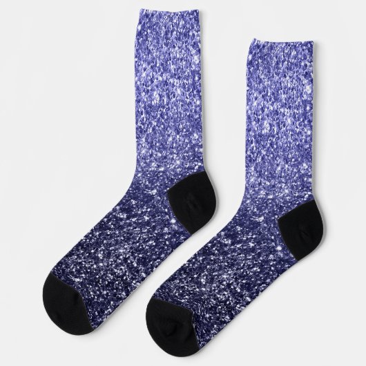 Luxury Navy Blue Gradient Glitzer Socken (Linkes Detail)