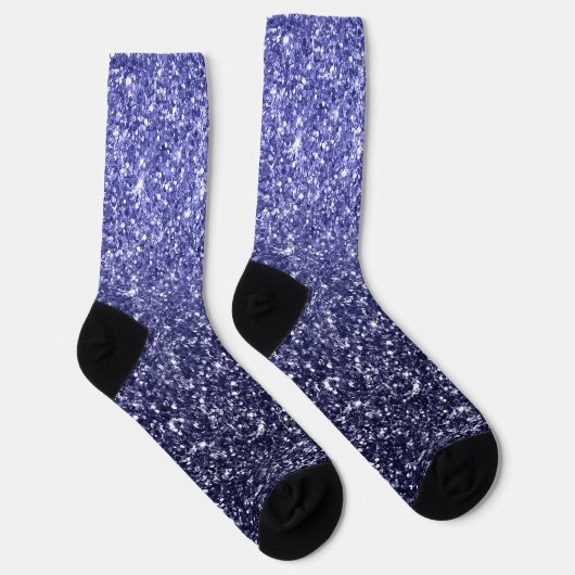 Luxury Navy Blue Gradient Glitzer Socken (Rechts)