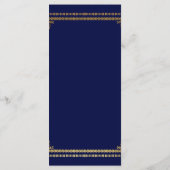 Luxury Navy Blue und Gold Wedding Menükarte (Rückseite)