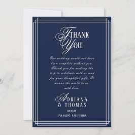 Luxury Navy Blue Wedding Dankeskarte