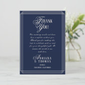 Luxury Navy Blue Wedding Dankeskarte (Stehend Vorderseite)