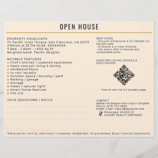 Luxury Navy/Cream Open House Both Sides Sign-In Flyer