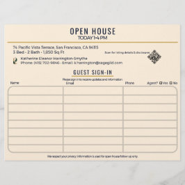 Luxury Navy & Cream Realtor Open House Sign-In Flyer