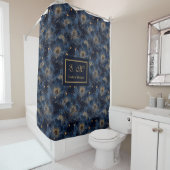 Luxury Navy Gold Floral Pattern Curtain Bathroom Duschvorhang (Beispiel)