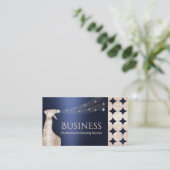 Luxury Navy & Gold House Reinigungsservice Spray Visitenkarte (Stehend Vorderseite)