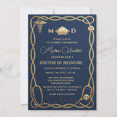 Luxury Navy & Gold Medical Graduation Invitation Einladung (Vorderseite)