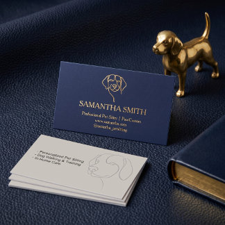 Luxury Navy & Gold Pet Sitter Business Card | Eleg Visitenkarte