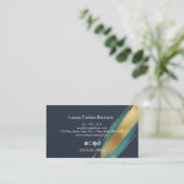 Luxury Navy Gold Teal Watercolor Business Card Visitenkarte (Stehend Vorderseite)