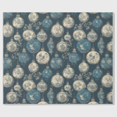Luxury Navy & Gold Toile Ornament Geschenkpapier (Flach)