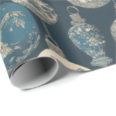 Luxury Navy & Gold Toile Ornament Geschenkpapier (Rolleneckpunkt)