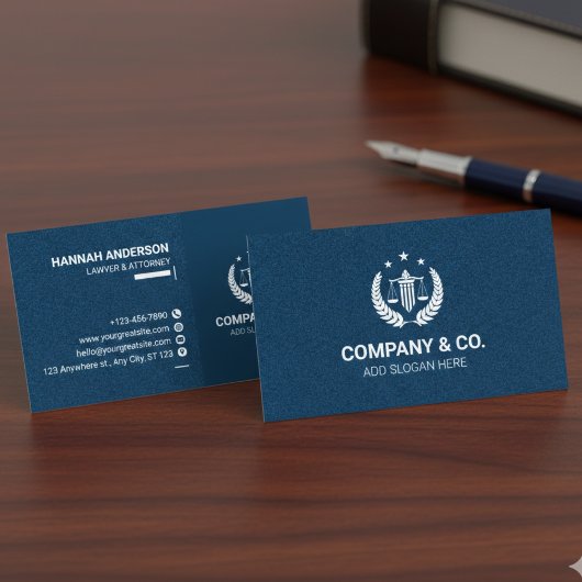 Luxury Navy Leather Look Attorney Business Card  Visitenkarte