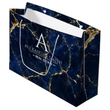Luxury Navy Marble Gold Monogram Business Branding