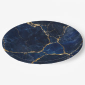 Luxury Navy Marble Gold Monogram Business Branding Pappteller (Schrägansicht)