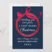 Luxury Navy Red Glitzer Bow Ornament Weihnachten (Vorderseite)