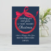 Luxury Navy Red Glitzer Bow Ornament Weihnachten (Stehend Vorderseite)
