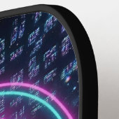 Luxury Neon Chrome Initial Monogram Retro Pickleball Schläger (Linke Seite)