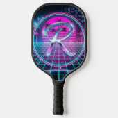 Luxury Neon Chrome Initial Monogram Retro Pickleball Schläger (Rückseite)
