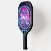 Luxury Neon Chrome Initial Monogram Retro Pickleball Schläger (Links)
