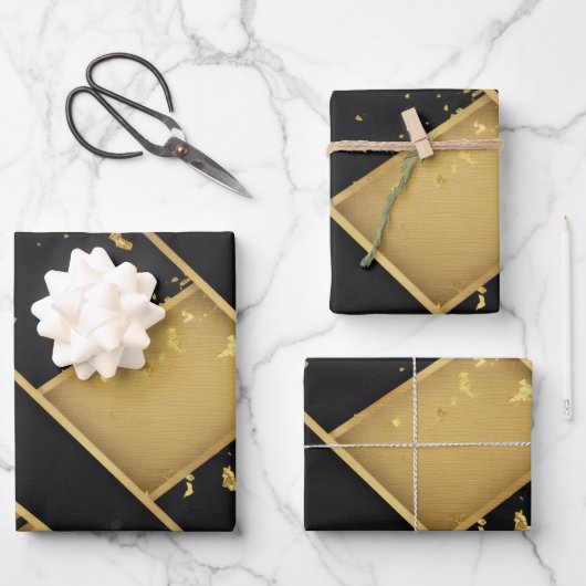 Luxury Noir Matte Black Premium Geschenkpapier Set (Vorderseite)