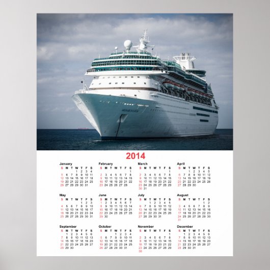 Luxury Ocean Liner Cruise Ship 2014 Kalender Poster (Vorne)