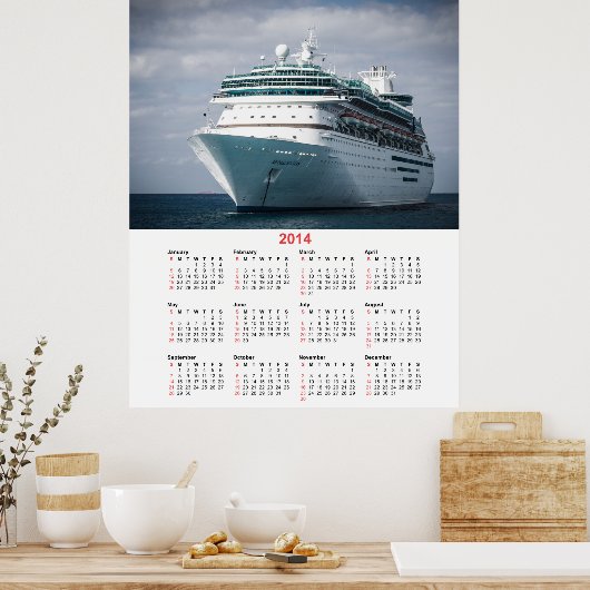 Luxury Ocean Liner Cruise Ship 2014 Kalender Poster (Küche)