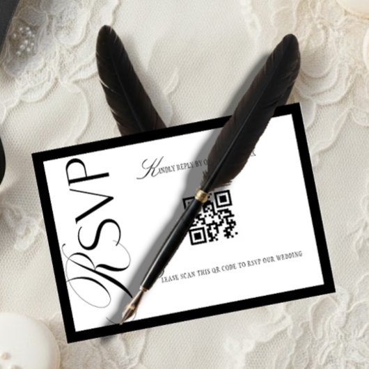 Luxury Old Money Black and White RSVP Karte
