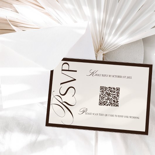 Luxury Old Money Brown Beige RSVP Karte