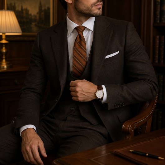 Luxury Old Money Copper Brown Regimental Stripe Krawatte