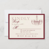 Luxury Old Money Dark Red Hand drawn Wedding RSVP Karte (Vorderseite)