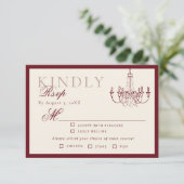 Luxury Old Money Dark Red Hand drawn Wedding RSVP Karte (Stehend Vorderseite)