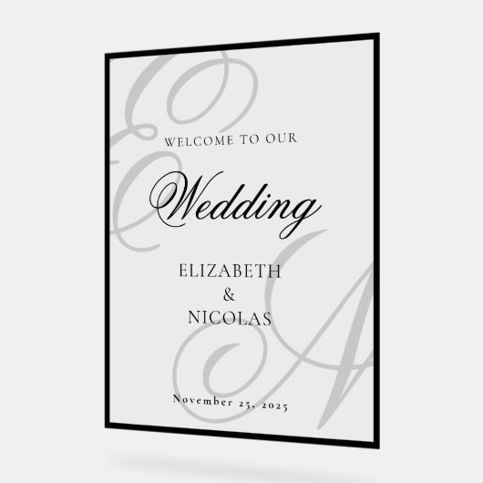 Luxury Old Money Monogram Wedding Welcome Acrylschild (Winkel)