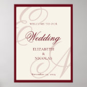 Luxury Old Money Monogram Wedding Welcome Poster (Vorne)