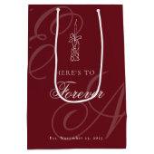 Luxury Old Money Retro Calligraphy Wedding Mittlere Geschenktüte (Rückseite)