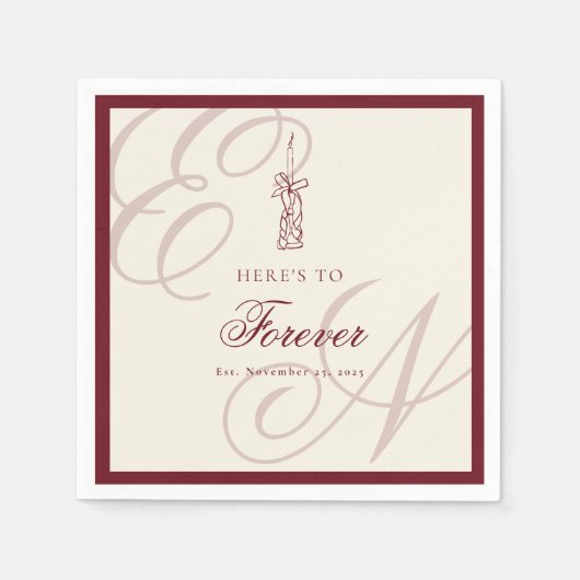 Luxury Old Money Retro Calligraphy Wedding Serviette (Vorderseite)