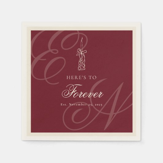 Luxury Old Money Retro Calligraphy Wedding Serviette (Vorderseite)