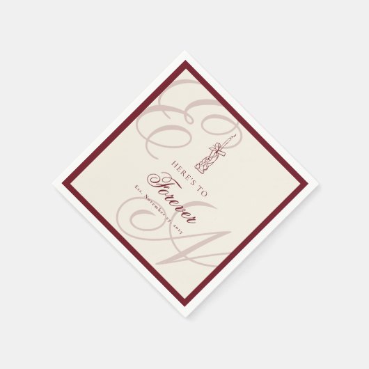 Luxury Old Money Retro Monogram Wedding Serviette (Ecke)