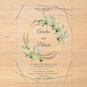 Luxury Olive Branch Geometric Gold Wedding Acryleinladungen (Vorderseite)