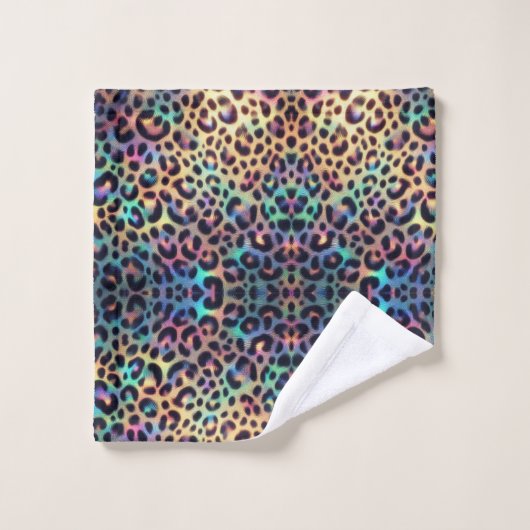 Luxury Opal Leopard Print Pattern Badhandtuch Set (Waschlappen)