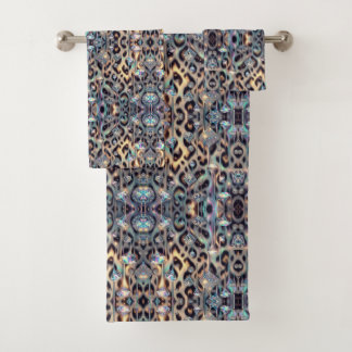 Luxury Opal Leopard Print Pattern Badhandtuch Set
