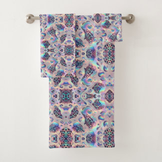 Luxury Opal Leopard Print Pattern Badhandtuch Set