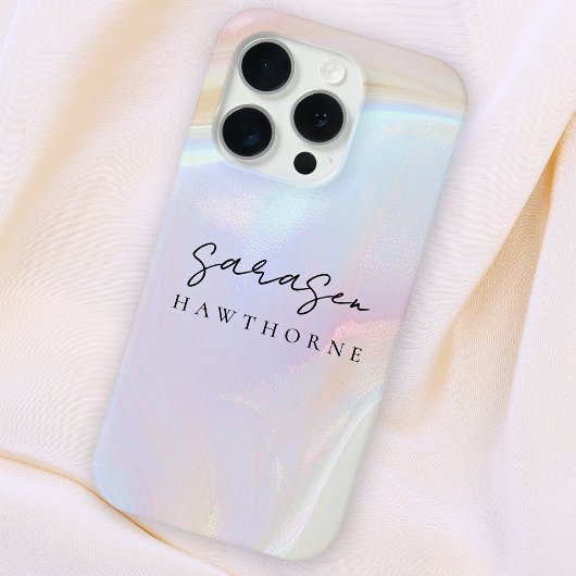 Luxury Opal Muschel Holographic Elegant Script Nam Case-Mate iPhone Hülle