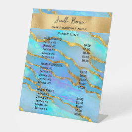 Luxury Opal Stone and Gold Beauty Salon Price List Sockelschild