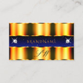 Luxury Orange Blue Black Sparkle Jewels Monogram Visitenkarte (Vorderseite)